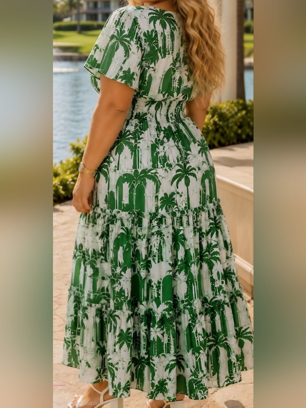 Sugarlips Tropical Green Palm Boho Maxi NWT.